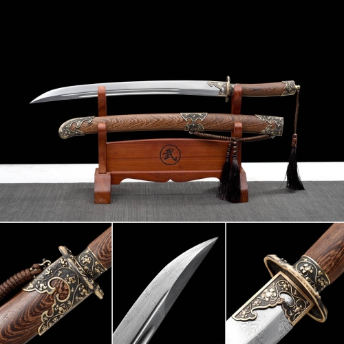 Handmade Plum blossom Sword,Real Sword,Chinese sword,Qing Knife,Hundred Steelmaking Pattern Steel