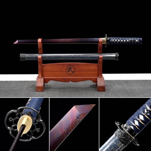 Handmade Tang Horizontal Sword,Demon Slayer,Real Tang Sword,Chinese sword,Hundred Steelmaking Pattern Steel