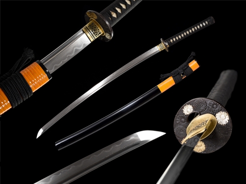 Folding Pattern Steel  Clay Tempered With Hamon Real Half-Wound Rattan Katana Handmade Japanese Samurai Sword Full Tang
